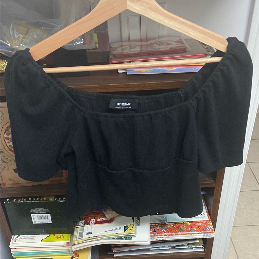 Other Mix Black Off-Shoulder Top